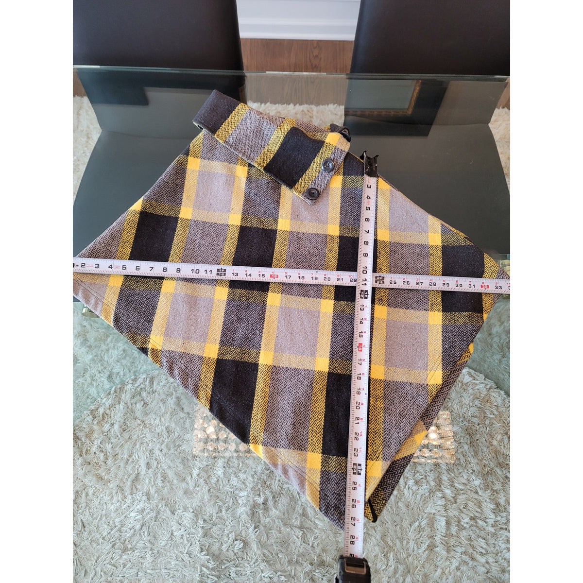 Last Kiss Poncho Cape Jacket Women Medium Yellow/Gray Herringbone Asymmetric Hem