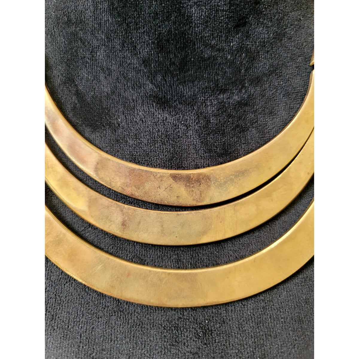 Gold Tone Layered Crescent Bib Statement Necklace Modern Boho