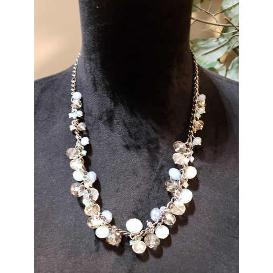 Womens Fashion Multi Acrylic Crystals Faceted Beaded Cluster Necklace Jewelry