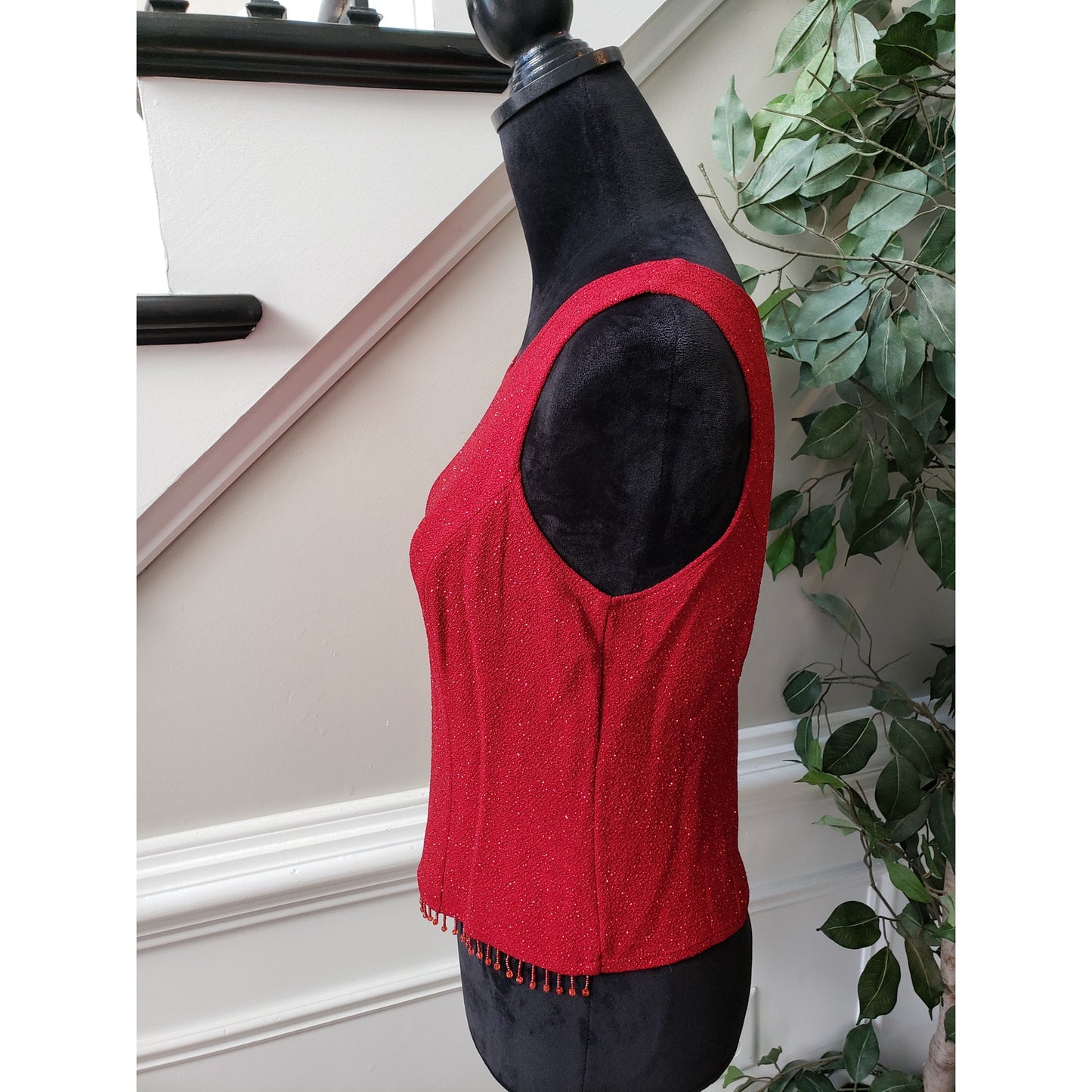 Dressbarn Cardigan Sweater Set Medium Red Sparkle Layer Shimmer Long Sleeve