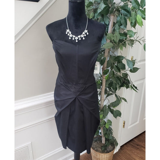 Trixxi Women's Black Solid Polyester Off The Shoulder Knee Length Dress Size 24