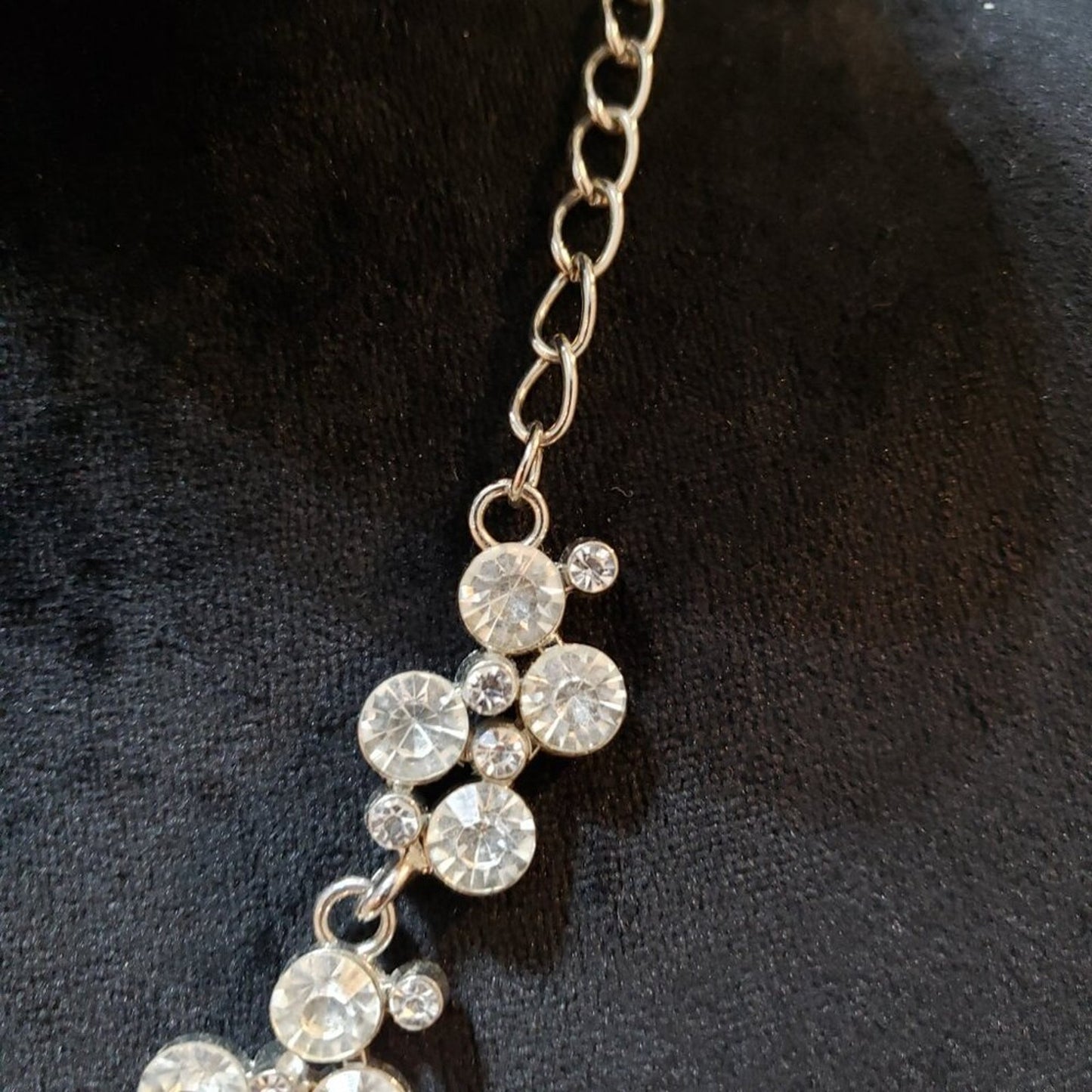 Womens Clear White Crystle Beaded Link Chain Necklace with Lobster Clasp