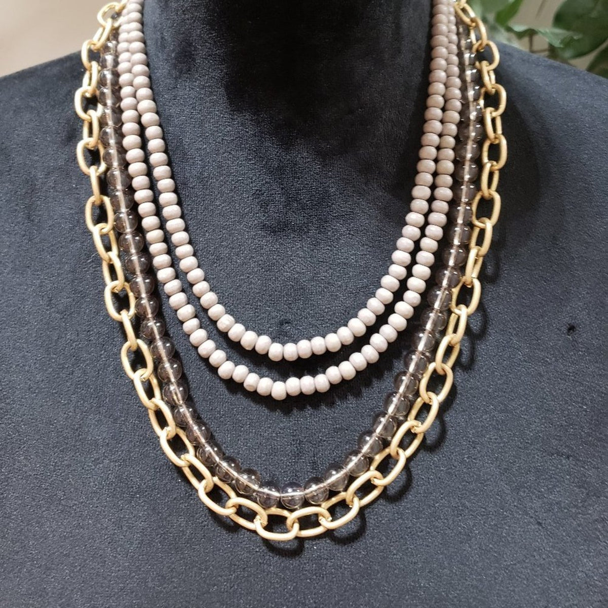 Womens Fashion Multistrand Multicolor Rhinestones Beaded Necklace with Lobster`
