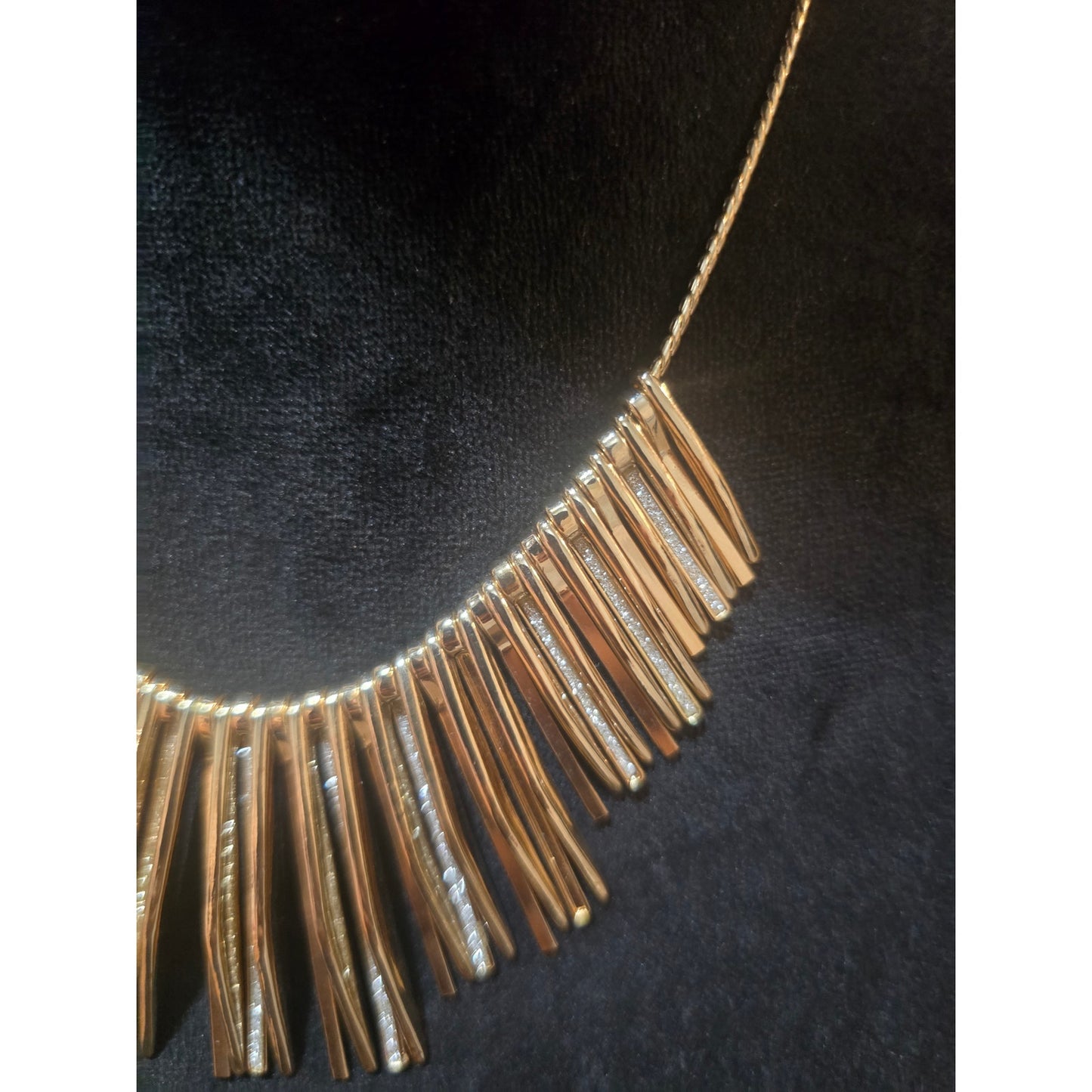 Women's Gold Tone Fringe Statement Necklace With Lobster Clasp Adjustable Chain