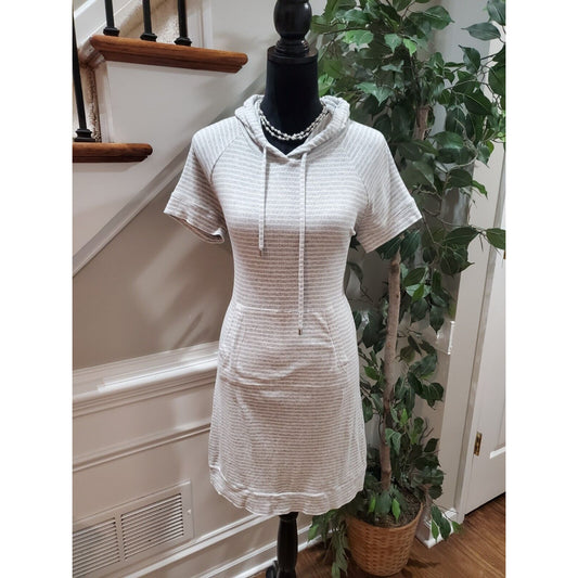 Chico's Womens Gray Striped Cotton Casual Short Sleeve Knee Length Dress Size XS