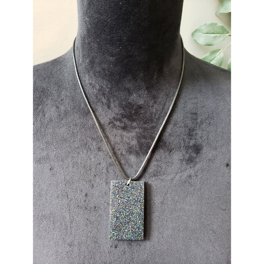 Women's Glitter Pendant Necklace Silver Tone Chain Lobster Clasp Adjustable