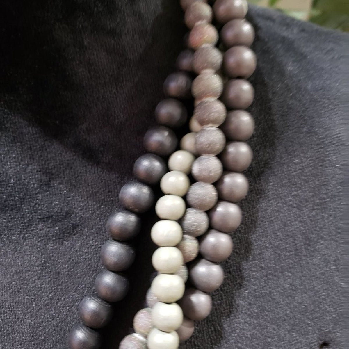 Womens Fashion Bone Beads Hand Made Multi Strand Necklace with Lobster Clasp