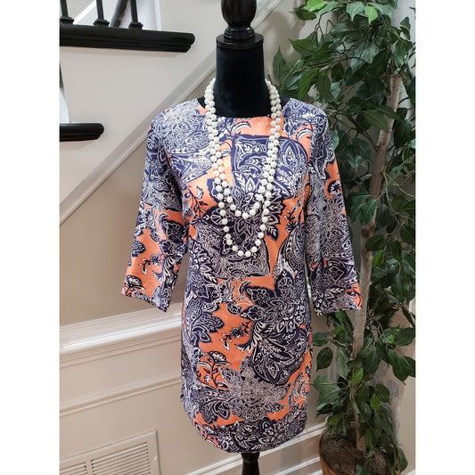 The Limited Women's Multicolor Floral Polyester 3/4 Sleeve Knee Length Dress XS
