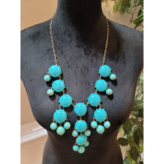 Women's Turquoise Beaded Statement Necklace With Lobster Clasp Lock Jewelry Gift