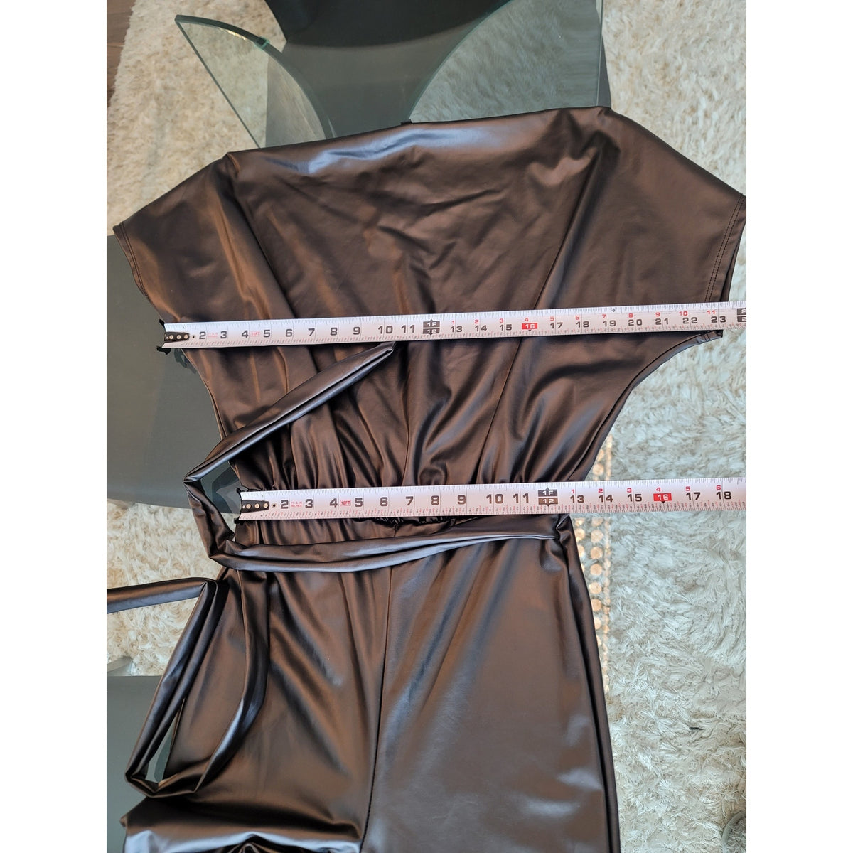 Fashion Nova Faux Leather Jumpsuit Women’s Size XS Black Short Sleeves