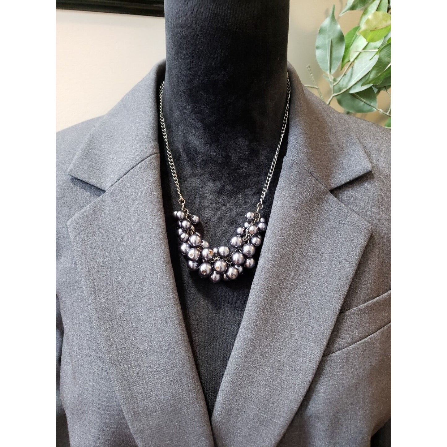 Calvin Klein Women Gray Vented Single Breasted Two Button Blazer Jacket Size 14W