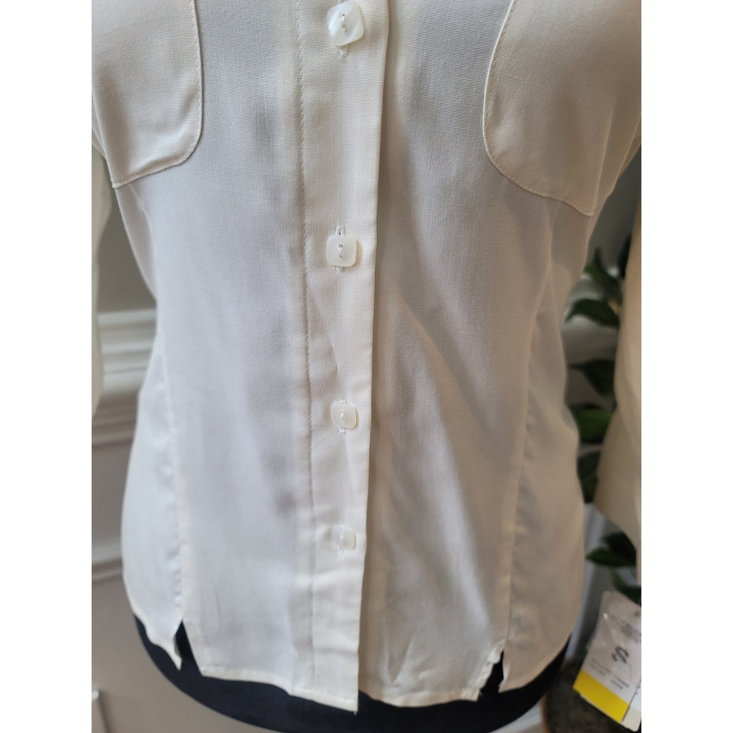 Notations Silk Blouse Women's Small White Button Front Long Sleeve Career Top