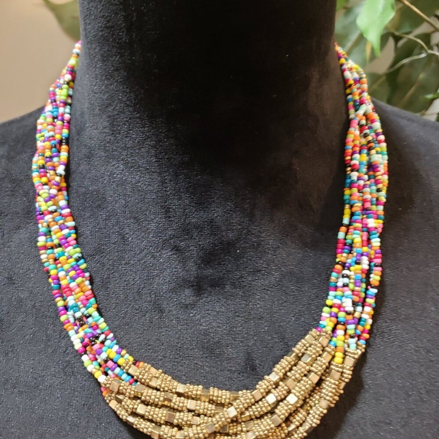 Women Fashion Multicolor Multiple Layer Beaded Necklace Jewelry w/ Lobster Clasp