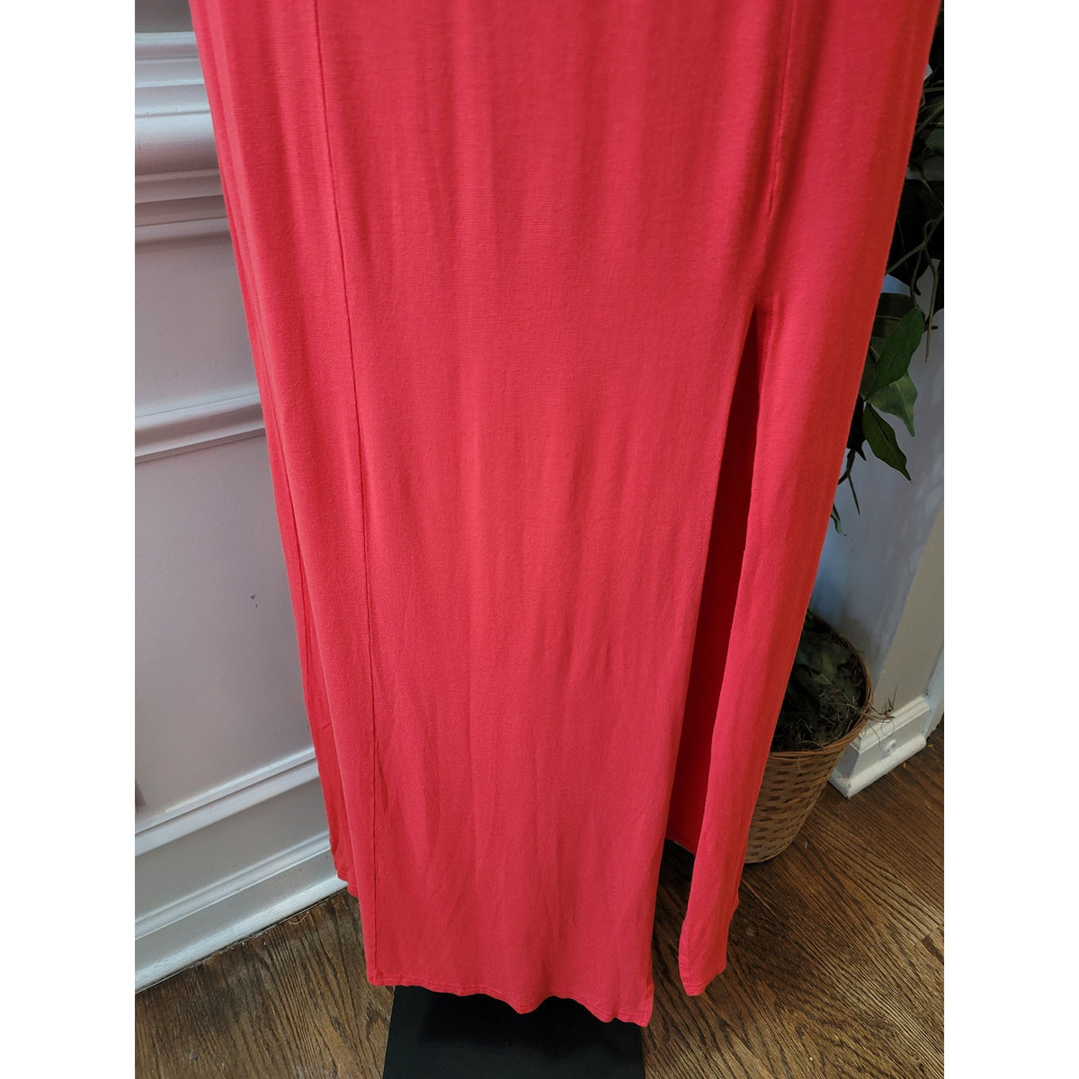 Venus Maxi Dress Women's 4 Orange Stretch Crew Sleeveless Side Slit Party