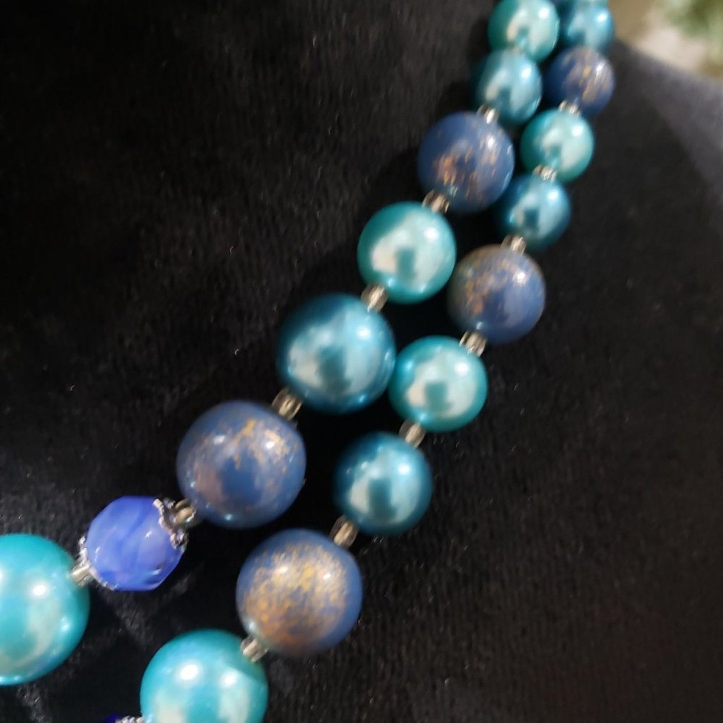 Womens Fashion Double Strand Pearl Rhinestones Beaded Necklace with Hook Clasp
