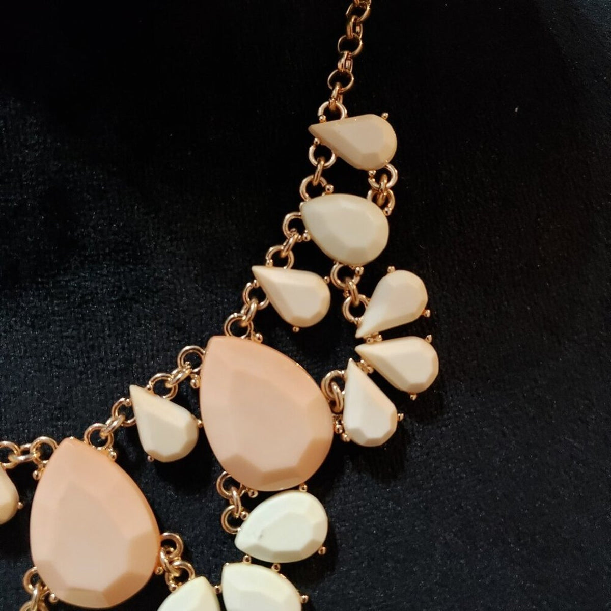 Womens Fashion Pink White Rhinestone Gold Tone Chain Necklace with Lobster Clasp
