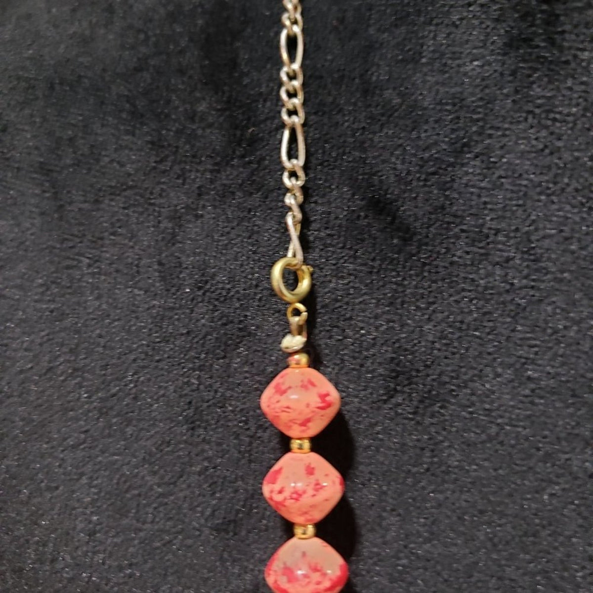 Women's Fashion Natural Ruby Pink Round Beaded Long Necklace with Round Clasp