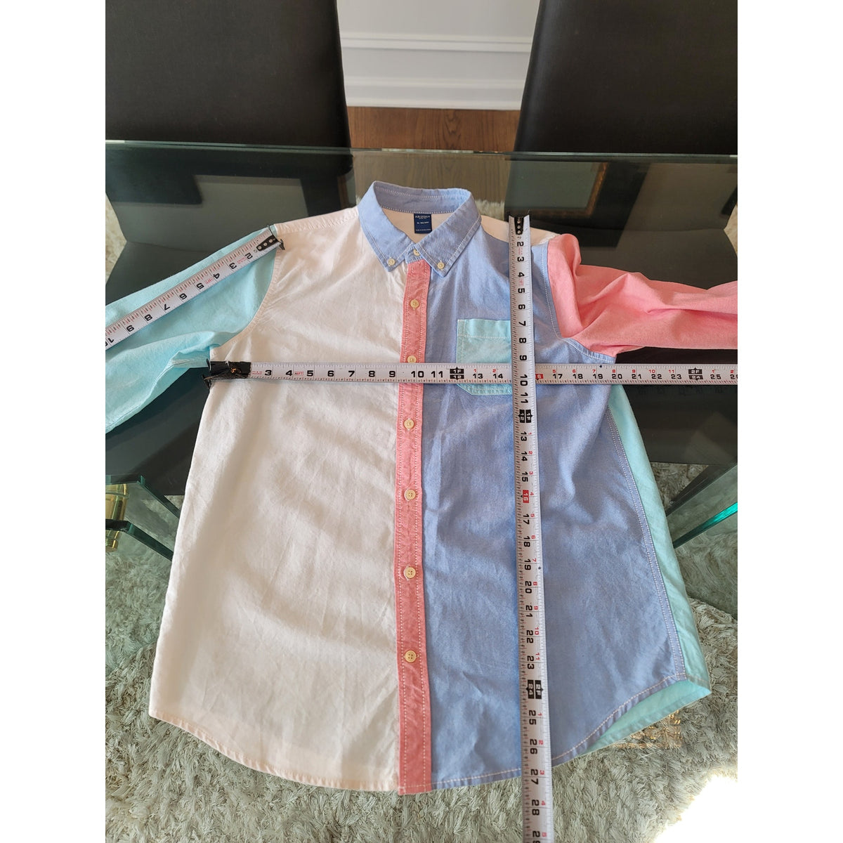 Arizona Jean Co. Button Down Shirt Men's XL Multicolor 100% Cotton Panel Design