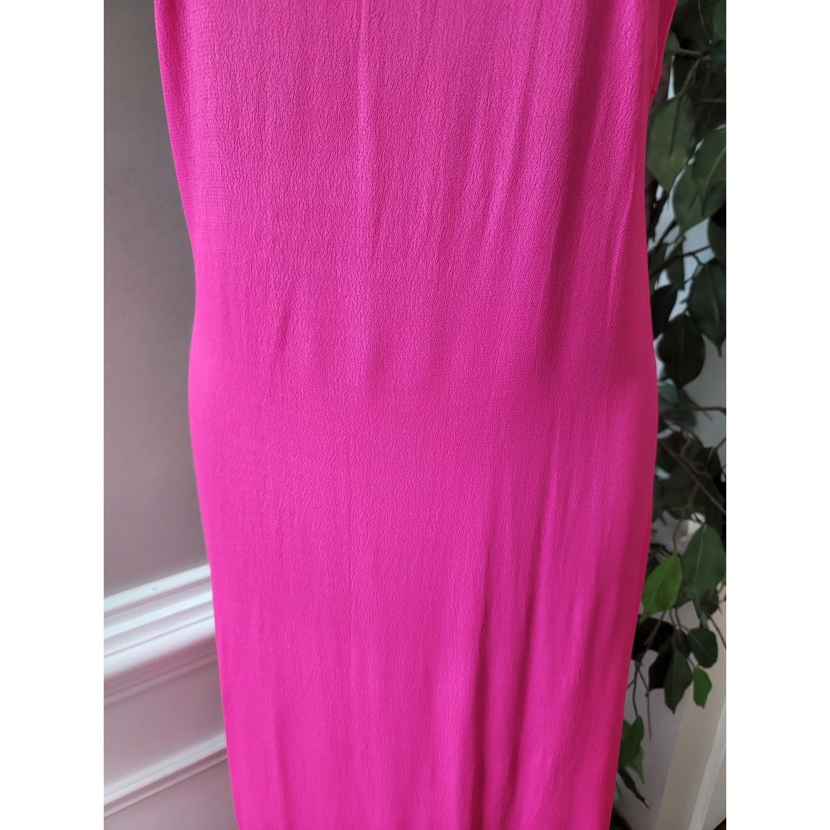 Asos Maxi Dress Women's 10 Hot Pink Halter Neck Side Slit Casual Party/Cocktail