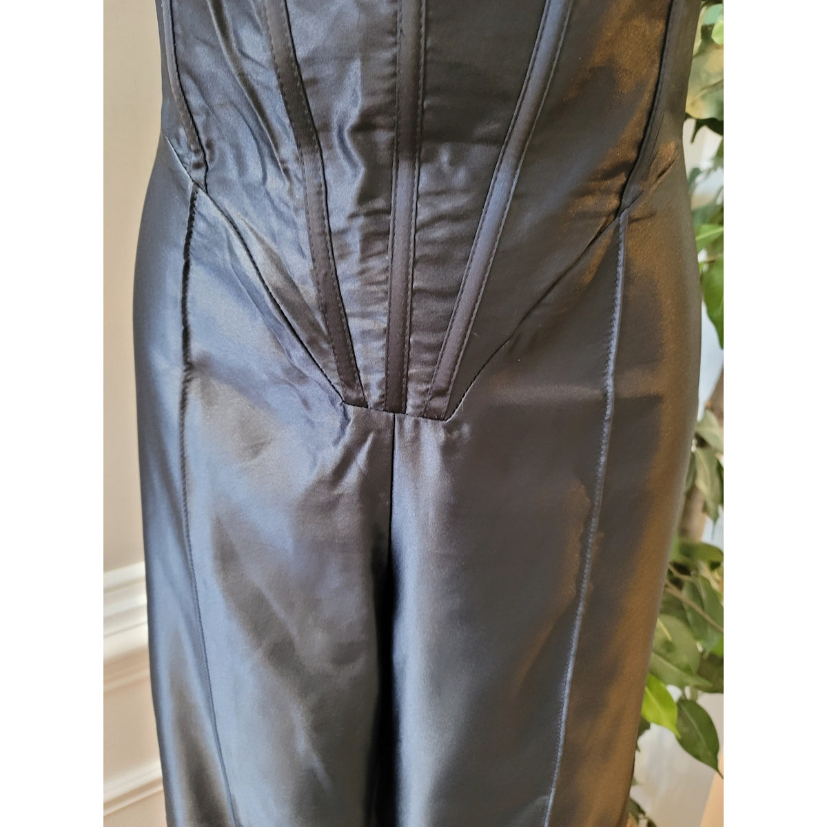 PrettyLittleThing Strapless Satin Jumpsuit Women's US 4 Black 100% Polyester