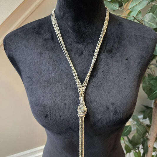 Womens Gold Tone  Multi Strand Tassel Long Chains Y-Shape Necklace with Lobster