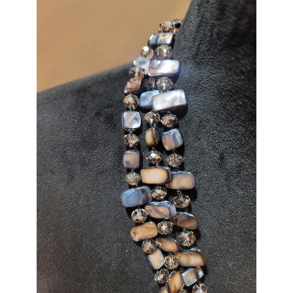 Women's Multicolor Beaded Double Strand Necklace With Lobster Claw Lock Elegant