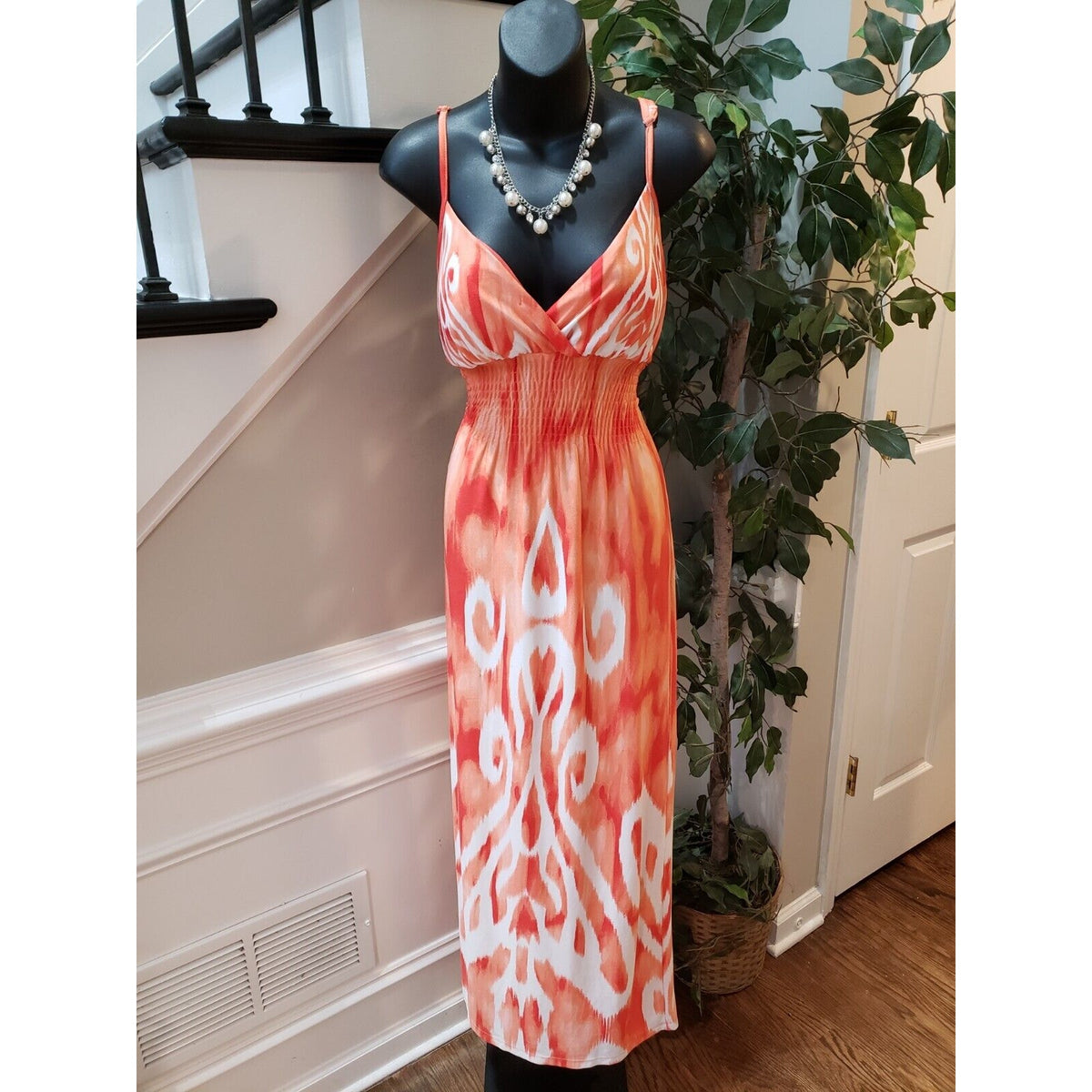 Dots Women's Multicolor Polyester Sweetheart Neck Sleeveless Long Maxi Dress S