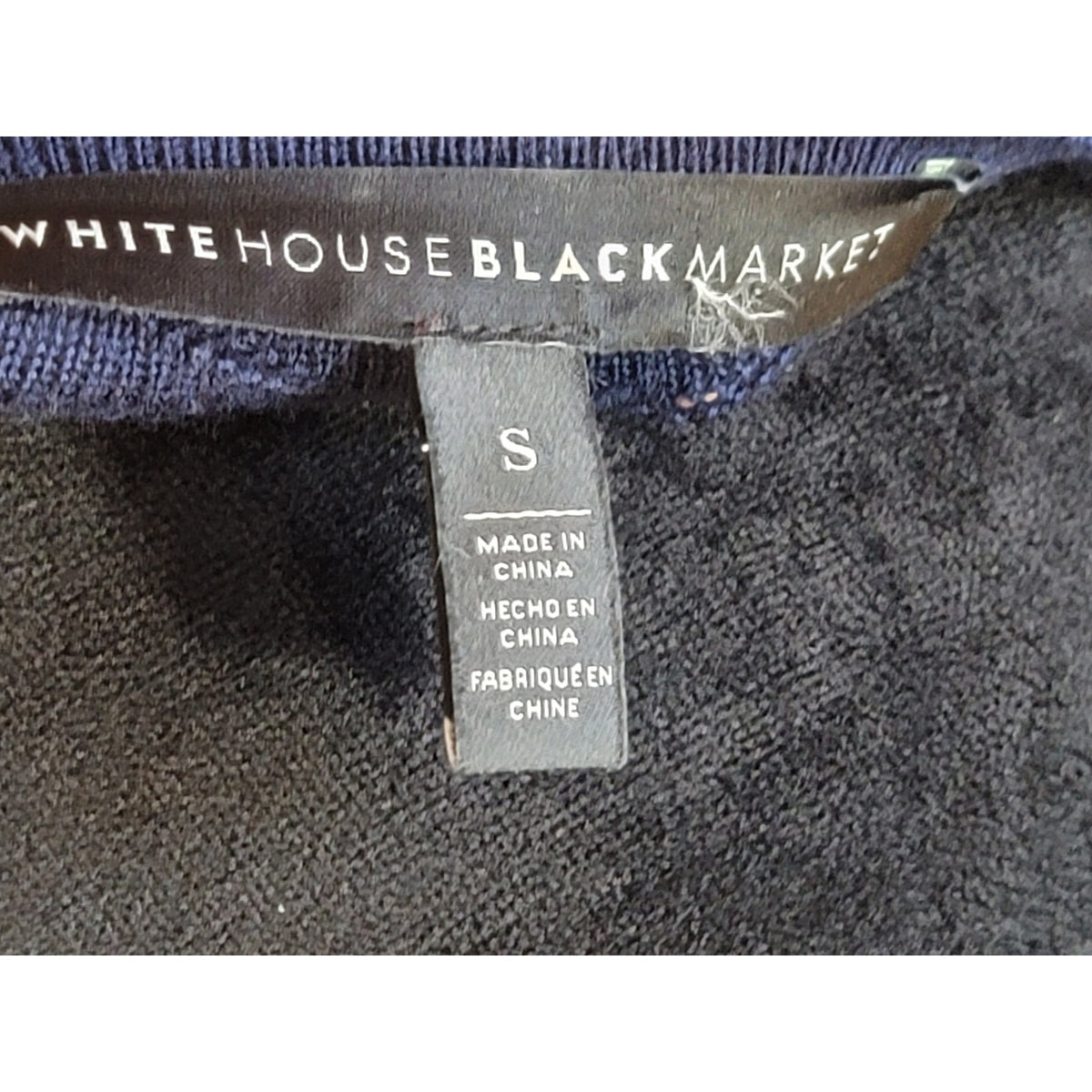 White House Black Market Tunic Sweater Womens Small Blue Zigzag Knit Long Sleeve
