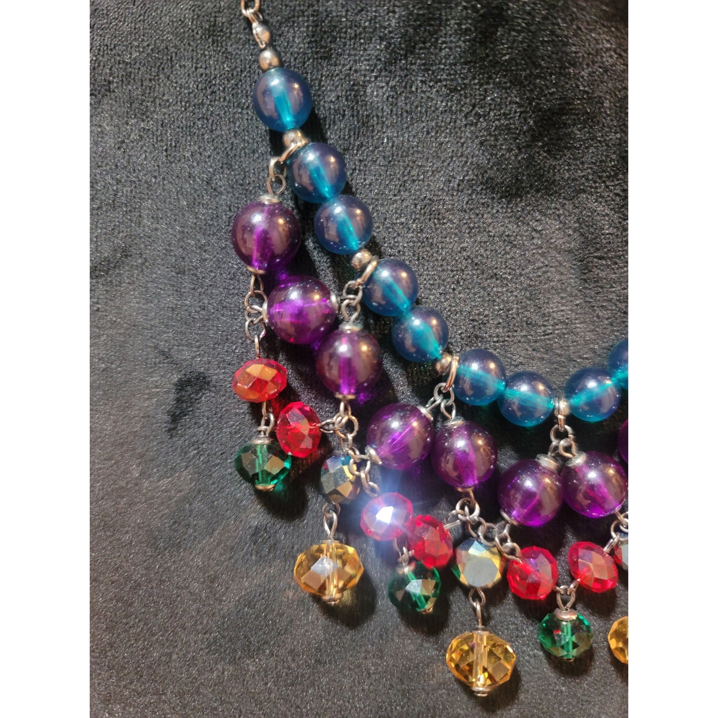 Women's Multicolor Beaded Statement Necklace With Lobster Clasp Fashion Jewelry