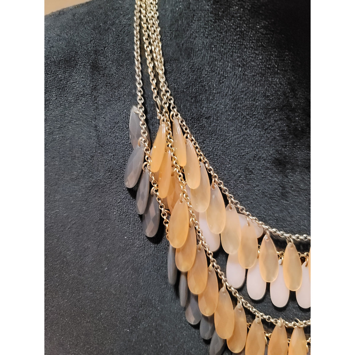 Women's Layered Teardrop Beaded Statement Necklace with Lobster Clasp Jewelry