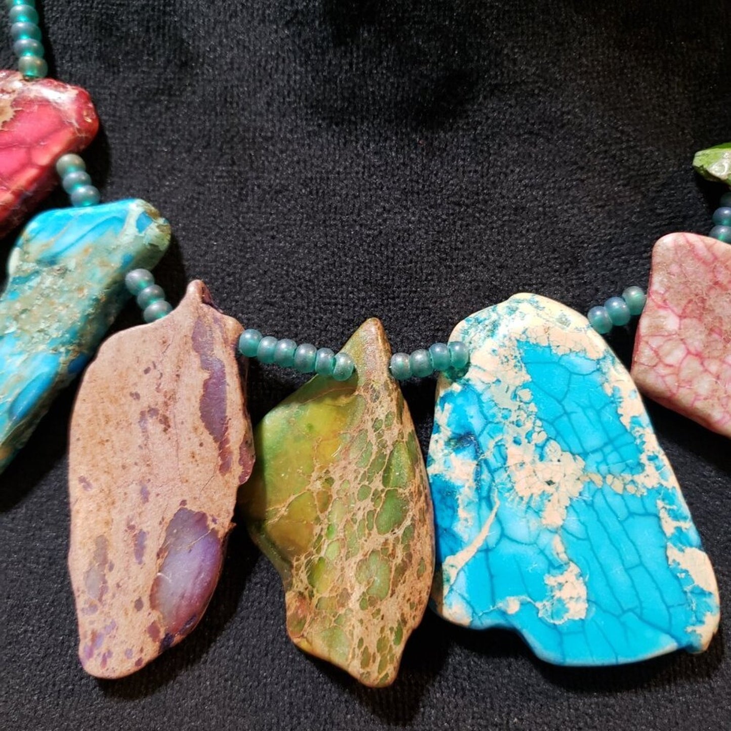Made with Love Magnesite Turquoise Freeform Magnesite Slabs Beads Necklace
