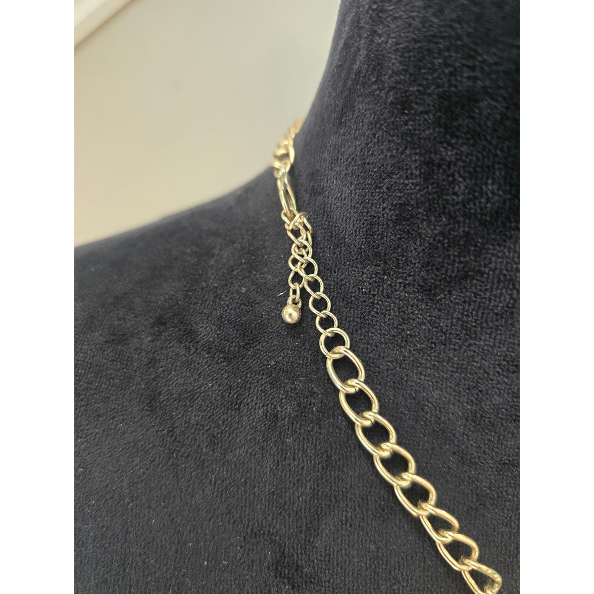 Lightweight Orange Gold Tone Chunky Chain Link Rhinestone Statement Necklace