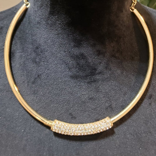 Vintage Women Clear Rhinestone Crown Trifari Necklace Jewelry with Lobster Clasp