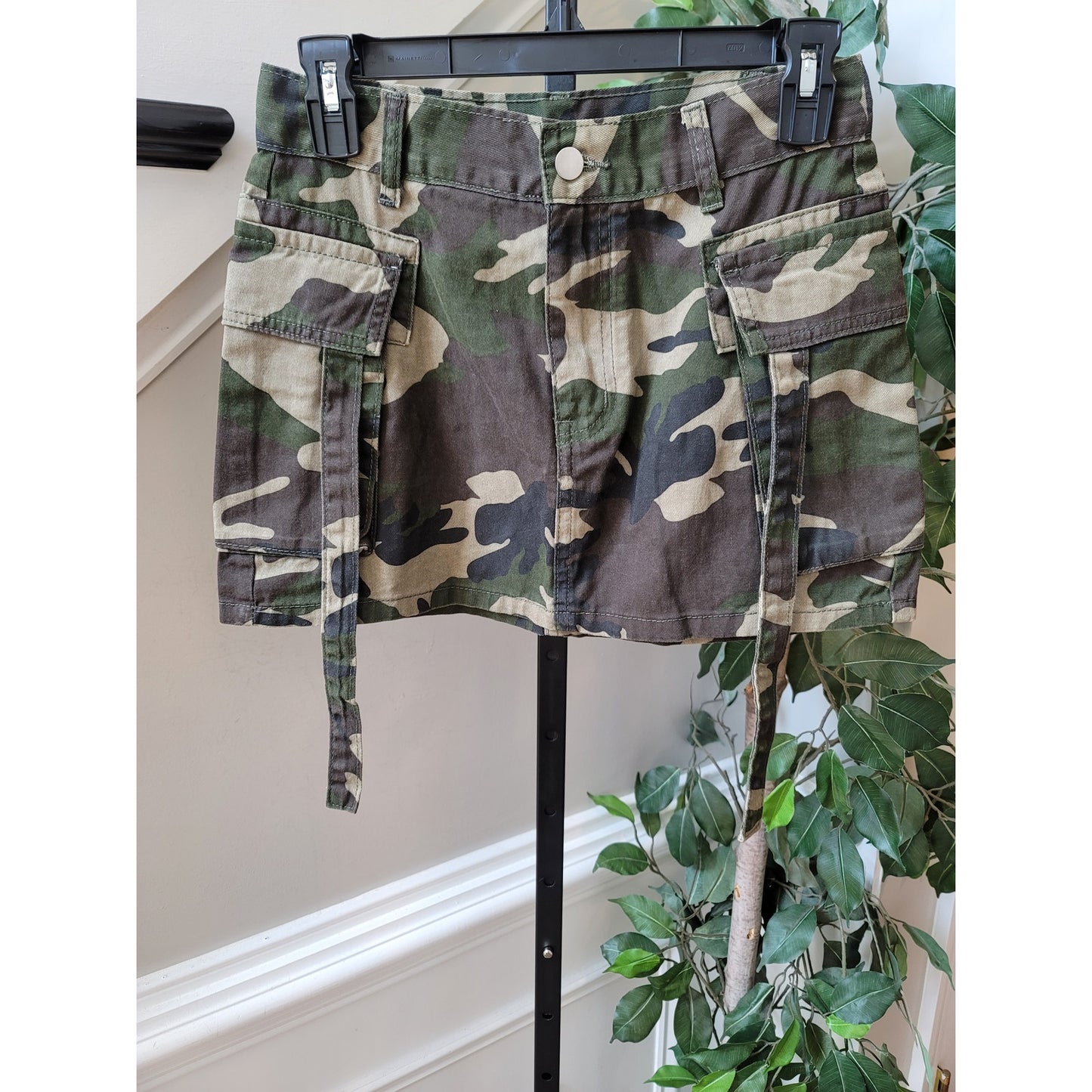 Cargo Skirt Women's Size Small Green Military Style Pockets Cotton Zipper