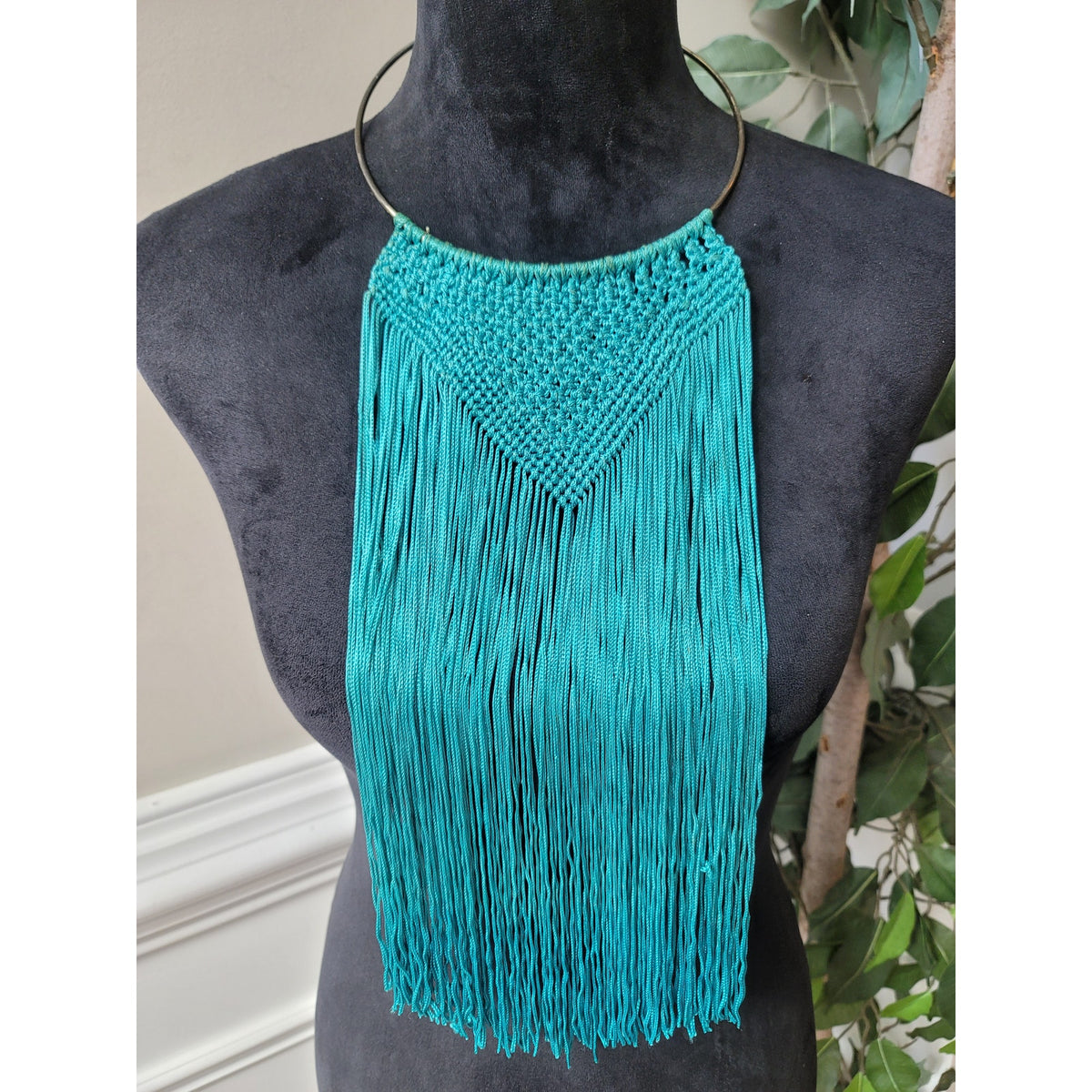 Women's Handmade Macrame Fringe Necklace With Lobster Clasp Boho Statement