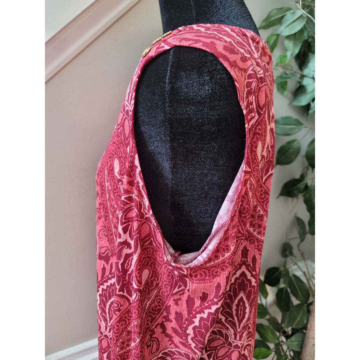 Michael Michael Kors Shirt Dress Women's Large Red Pink Polyester Long Sleeves