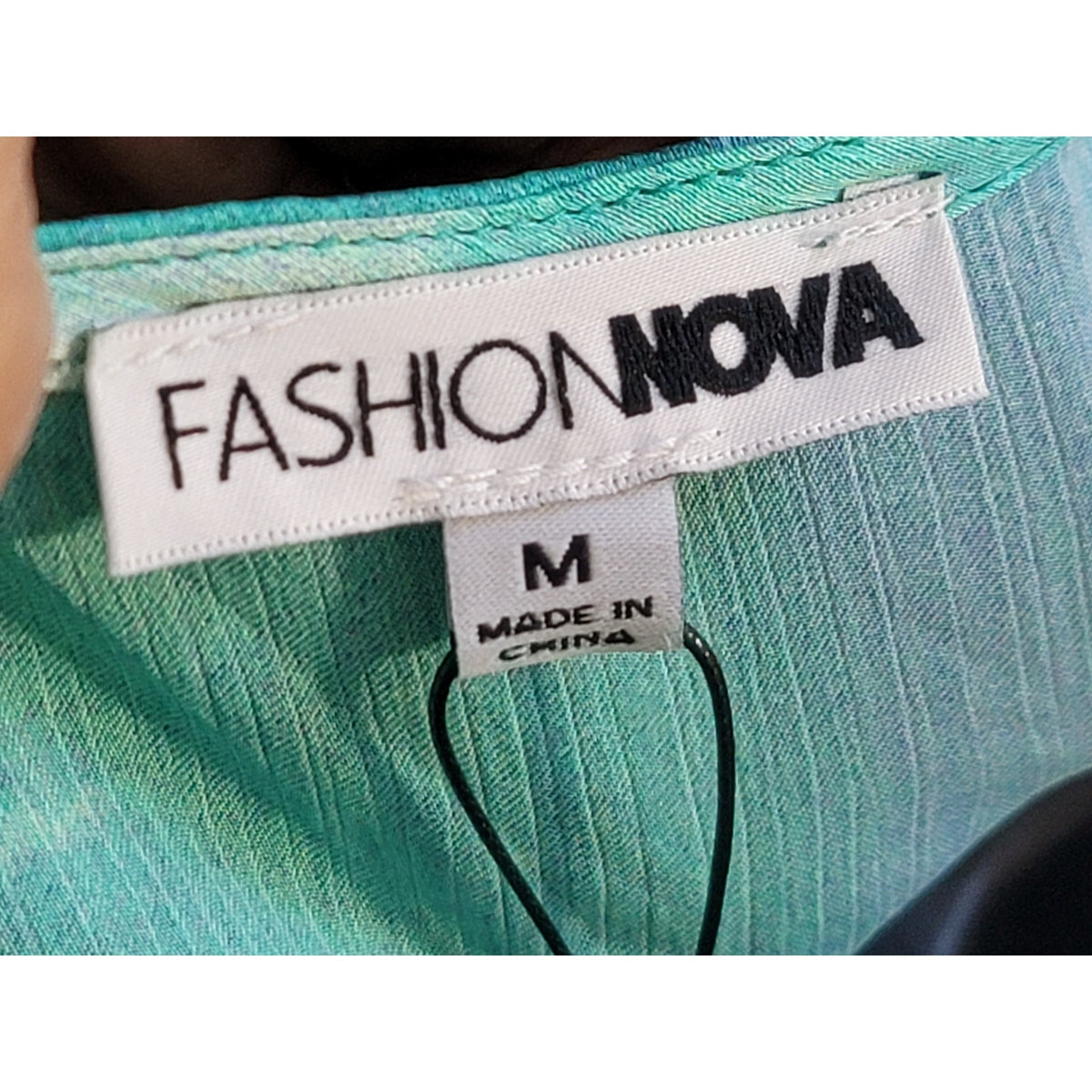 Fashion Nova Jumpsuit Romper Women's M Green Watercolor 100% Polyester Tie Waist