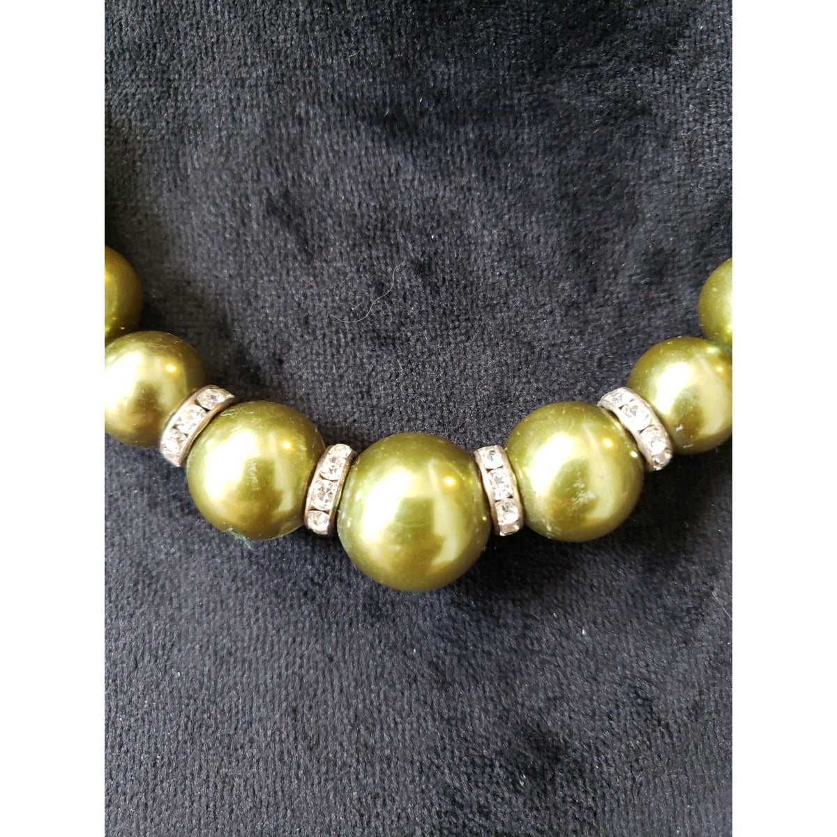 Womens Rhinestone Green Beads Assorted Faux Pearl Chain Necklace Jewelry Lobster
