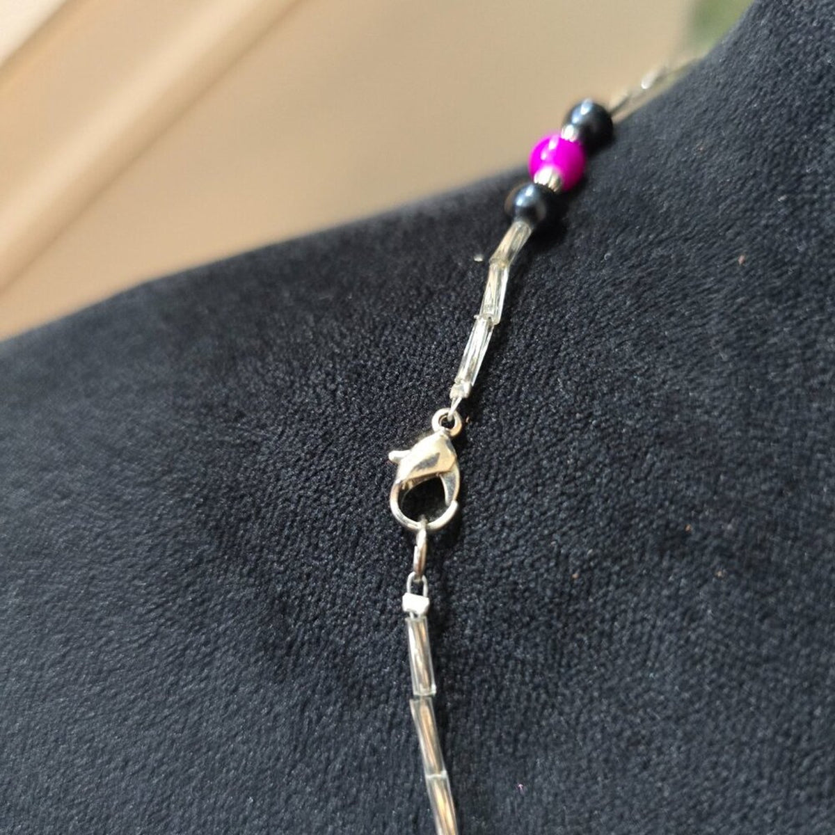 Womens Fashion Purple Black Pearl Crystal Necklace Jewelry with Lobster Clasp