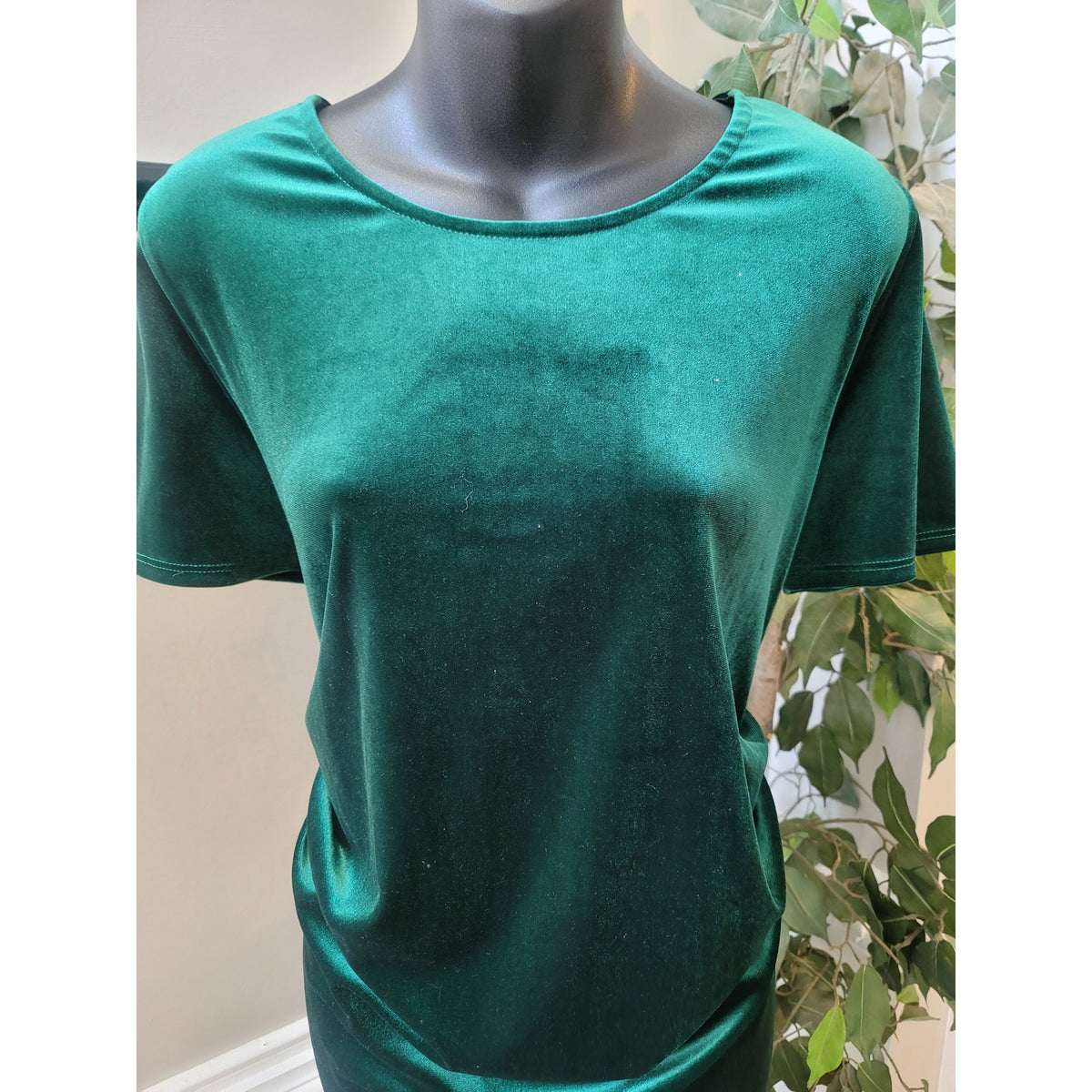 MY Bump Velvet Midi Dress Women's Size X-Large Emerald Green Short Sleeves