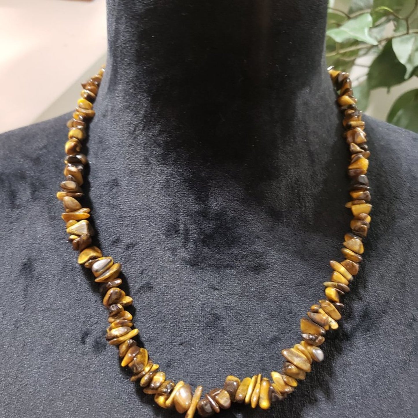 Women's Brown Tiger Eye Beaded Fashion Trendy Choker Necklace