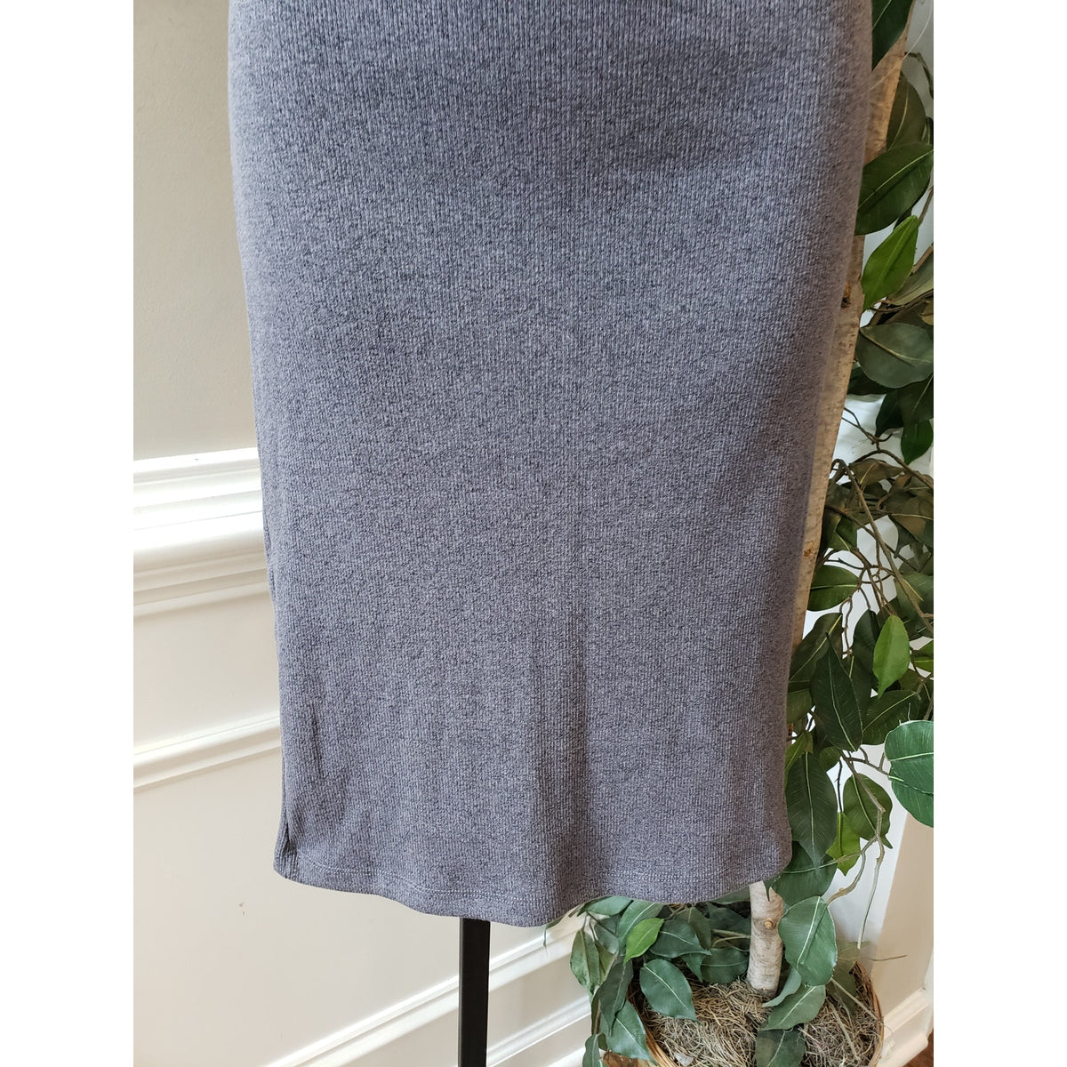 Alternative Sweater Dress Women's Size Small Gray Rib Knit Sleeveless Mock Neck
