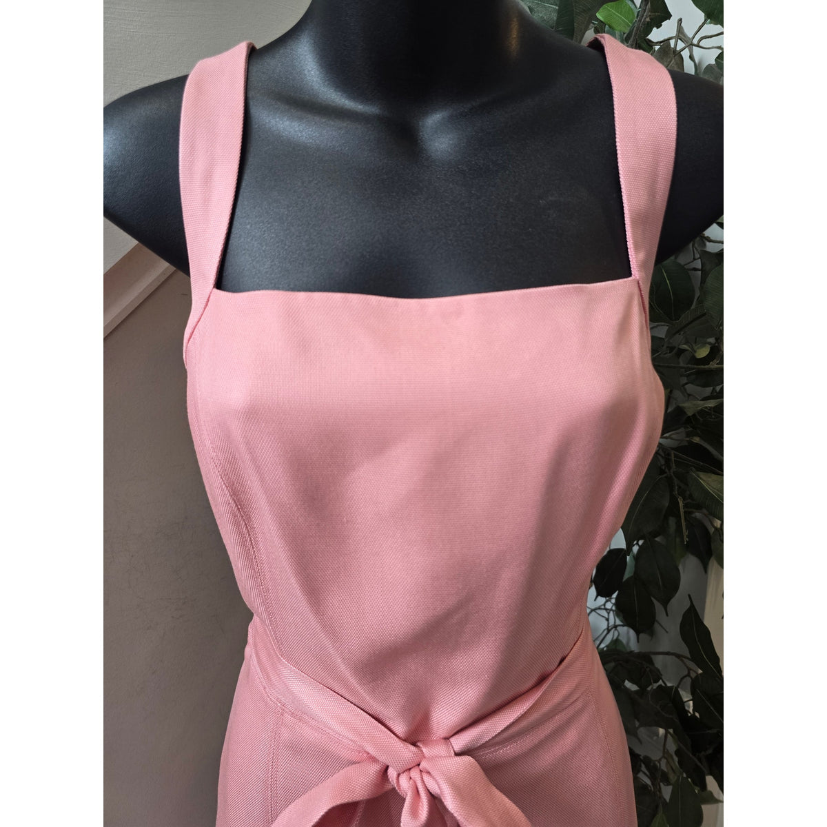 Ann Taylor Sheath Dress Women's Size 8 Pink Tie Waist Square Neck Back Zipper