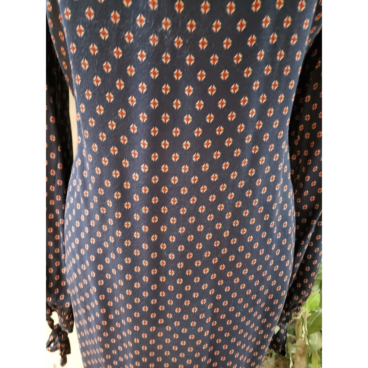 H&M Women's Blue 100% Viscose Round Neck Long Sleeve Knee Length Dress Size 10