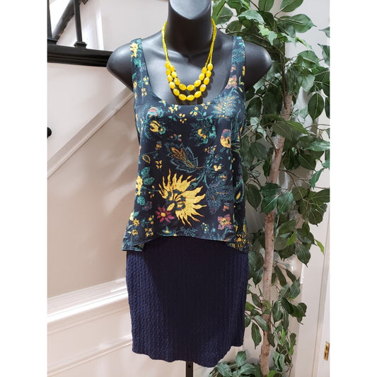 Rachel Roy Women Multi Floral Side Zip Scoop Neck Sleeveless Knee Length Dress 2