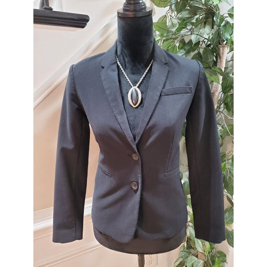 Banana Republic Womens Black Solid Single Breasted 2 Button Blazer Jacket Size 0