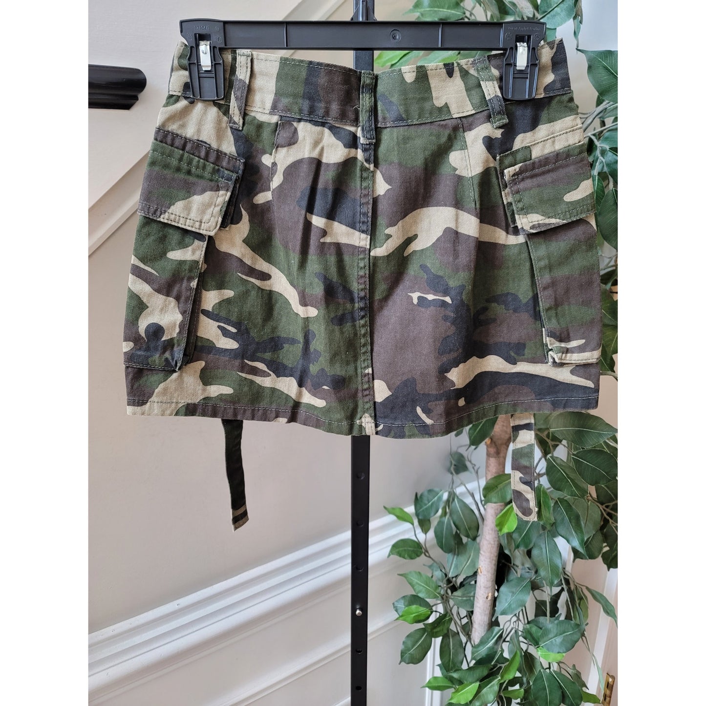Cargo Skirt Women's Size Small Green Military Style Pockets Cotton Zipper