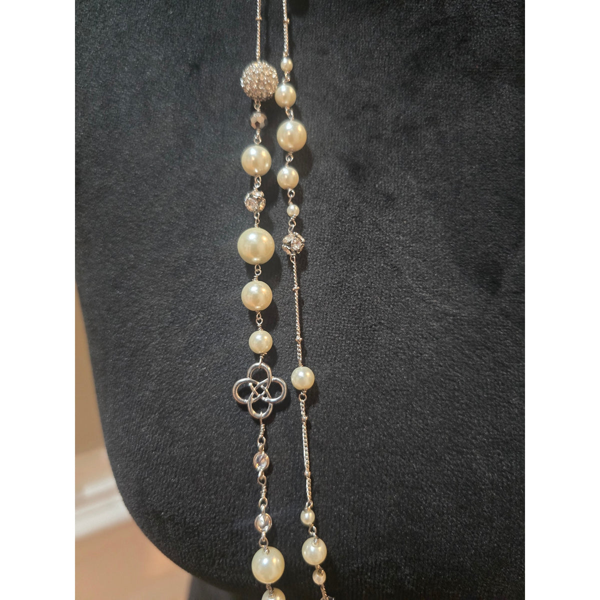Women's White Beaded Multi Strand Statement Necklace With Lobster Clasp