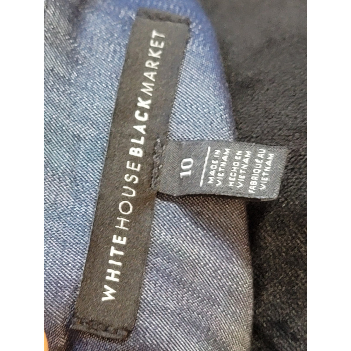 White House Black Market Peplum Top 10 Blue Denim Dramatic Bell Sleeve Pullover