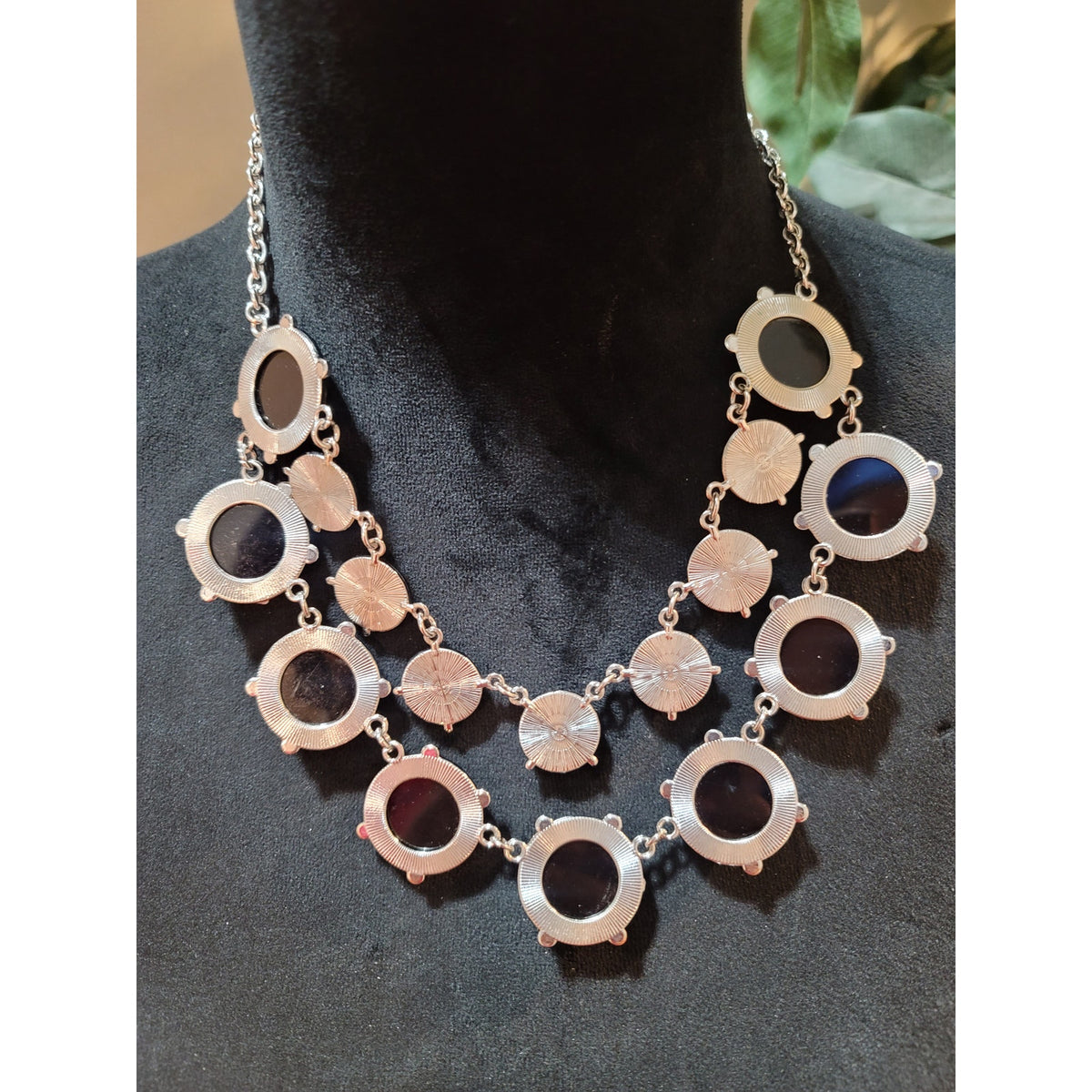 Charming Charlie Women's Black Faceted Bead Statement Necklace Lobster Claw Lock